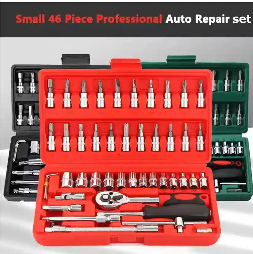 Kit de herramientas de reparación de automóviles de 46 piezas, juego de llaves de vaso