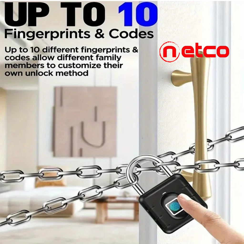 Smart Fingerprint Padlock – 1s Unlock, Rechargeable & Waterproof