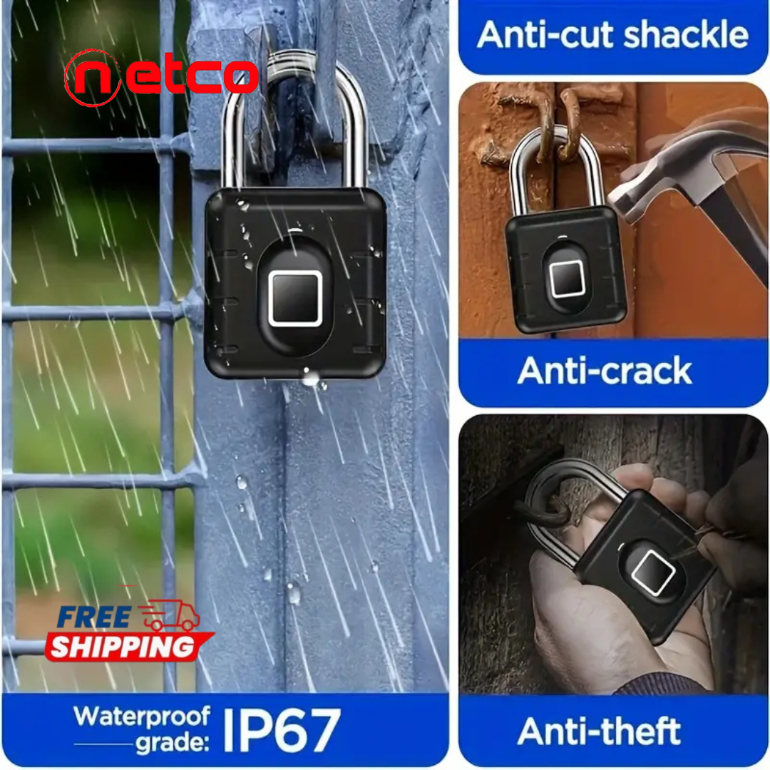 Smart Fingerprint Padlock – 1s Unlock, Rechargeable & Waterproof