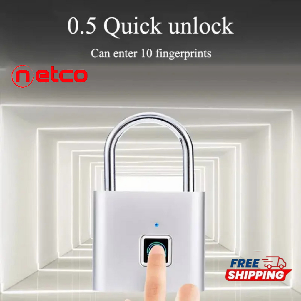 Smart Fingerprint Padlock – 1s Unlock, Rechargeable & Waterproof