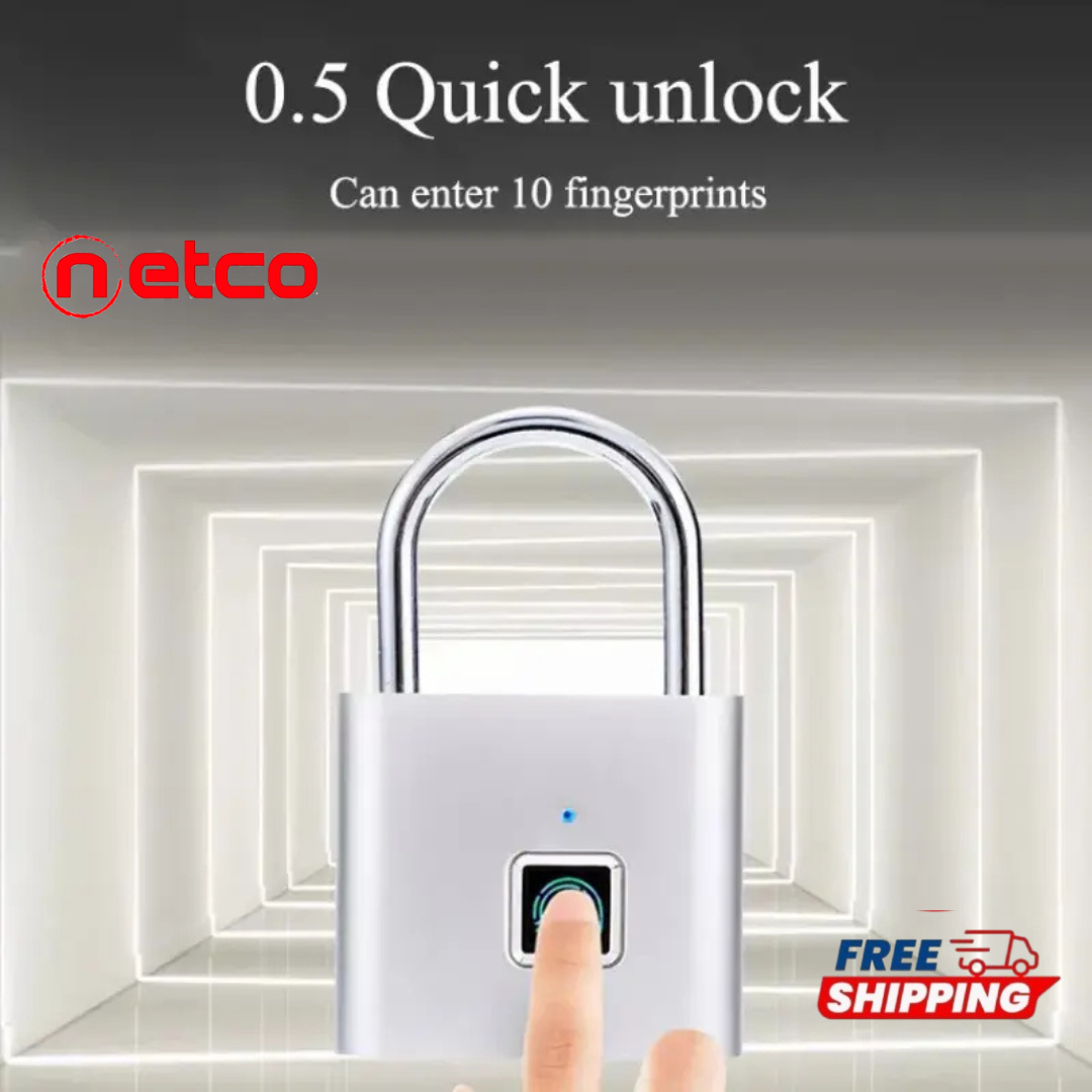 Smart Fingerprint Padlock – 1s Unlock, Rechargeable & Waterproof