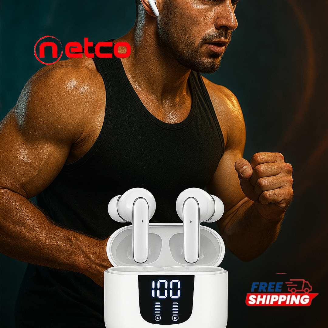 ️‍♂️ Wireless Fitness Earbuds with Active Noise Cancellation – HD Stereo Sound + Sweat Resistance