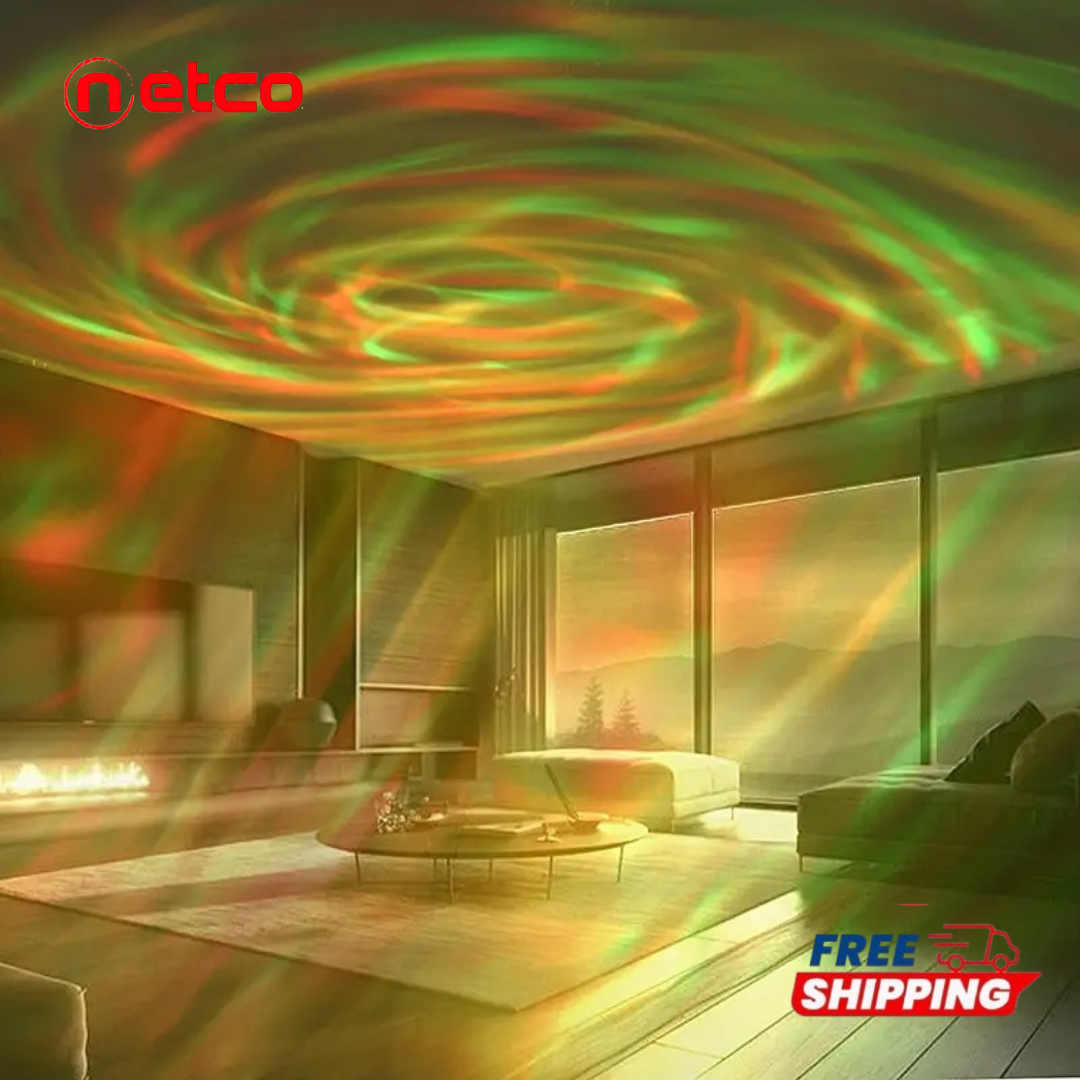 Aurora Borealis Projector Lamp ✨ | Art Deco Night Light with Remote Control & Infrared Sensor