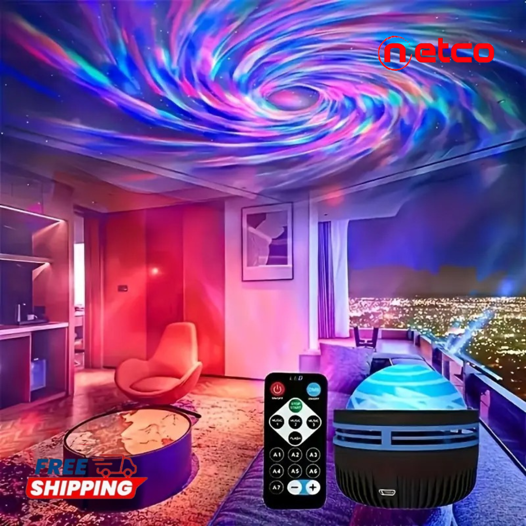 Aurora Borealis Projector Lamp ✨ | Art Deco Night Light with Remote Control & Infrared Sensor