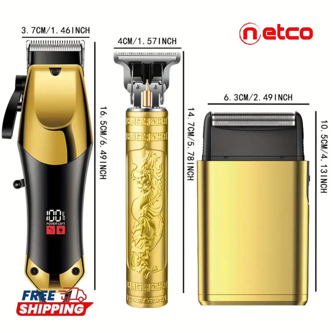 Men’s Beard & Hair Grooming Kit ✂️ | USB Rechargeable Trimmer + Electric Shaver — Precision & Style in One