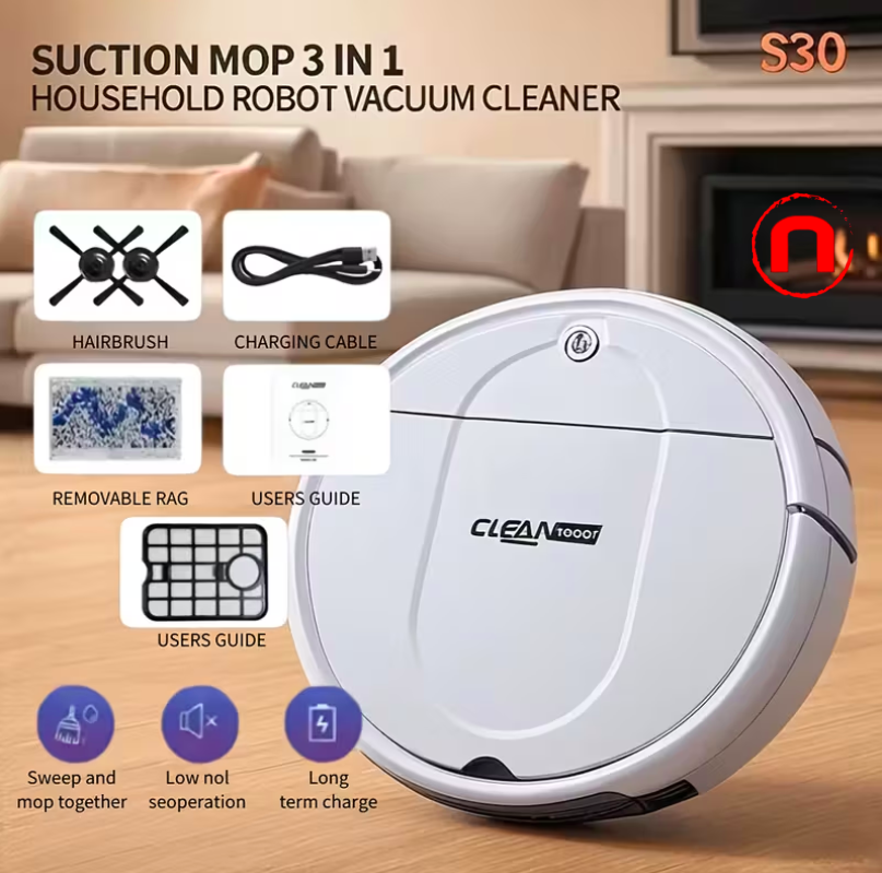 3-in-1 Robot Vacuum Cleaner, Tangle-Free Suction, Automatic Self-Charging Robotic Vacuum