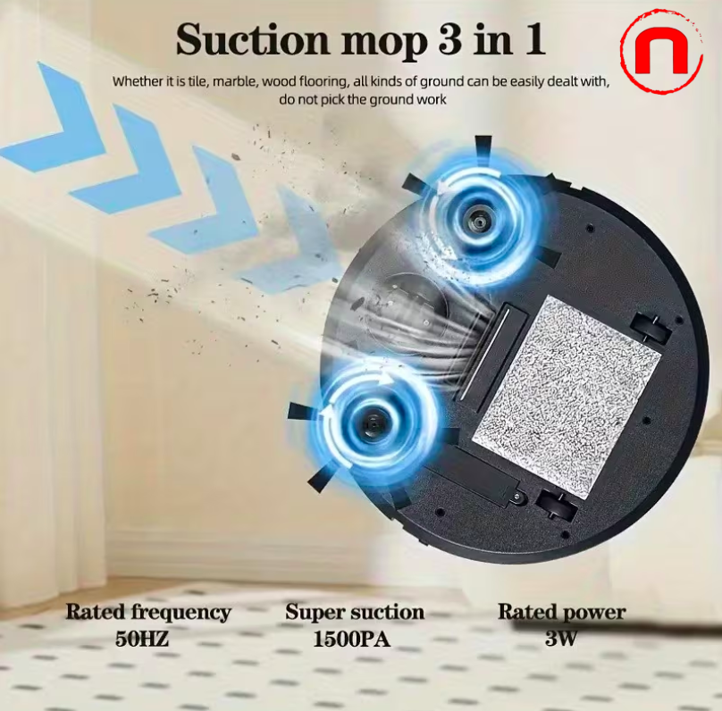 3-in-1 Robot Vacuum Cleaner, Tangle-Free Suction, Automatic Self-Charging Robotic Vacuum