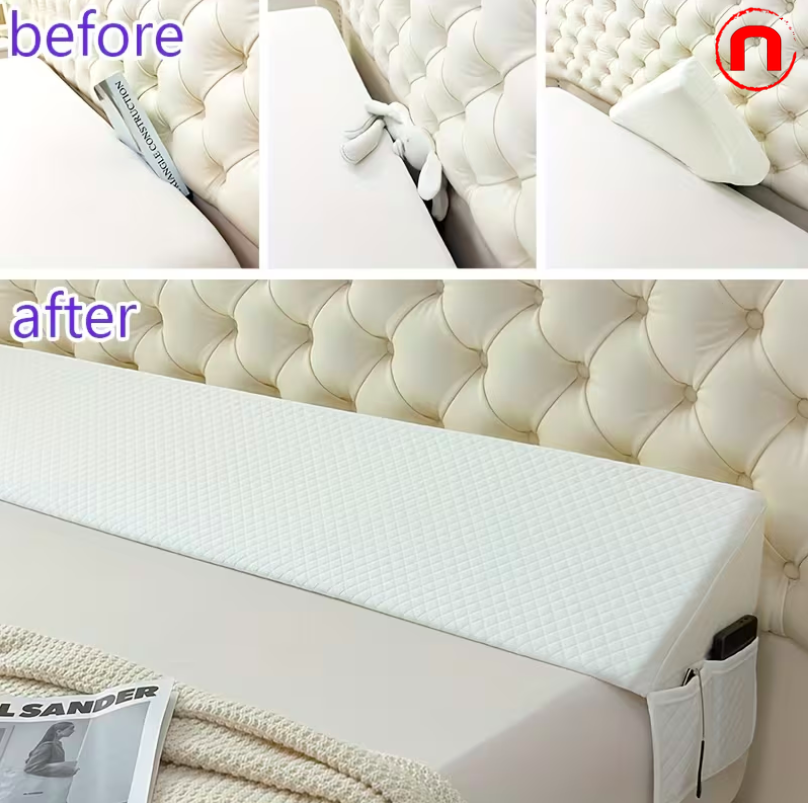 Bed Wedge Pillow - Adjustable 0-7" Filling for Headboard, Mattress and Wall, Removable and Washable Cover