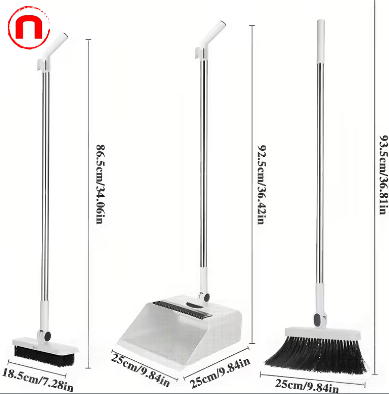 3-in-1 Folding Broom Set with Dustpan and Floor Brush