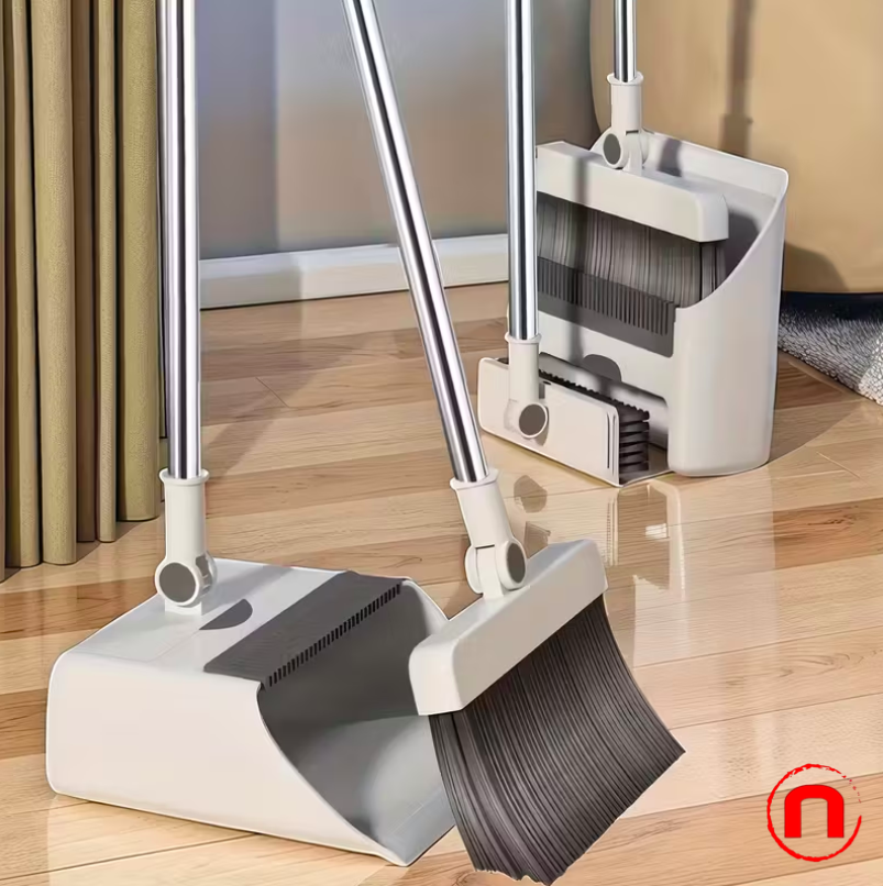 3-in-1 Folding Broom Set with Dustpan and Floor Brush