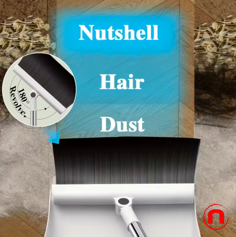 3-in-1 Folding Broom Set with Dustpan and Floor Brush