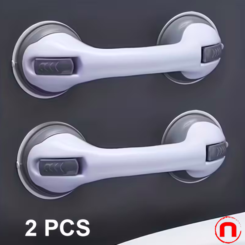 2 pieces of heavy-duty, no-drill bathroom grab bars with suction cup base