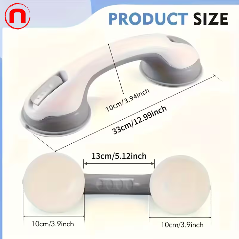 2 pieces of heavy-duty, no-drill bathroom grab bars with suction cup base