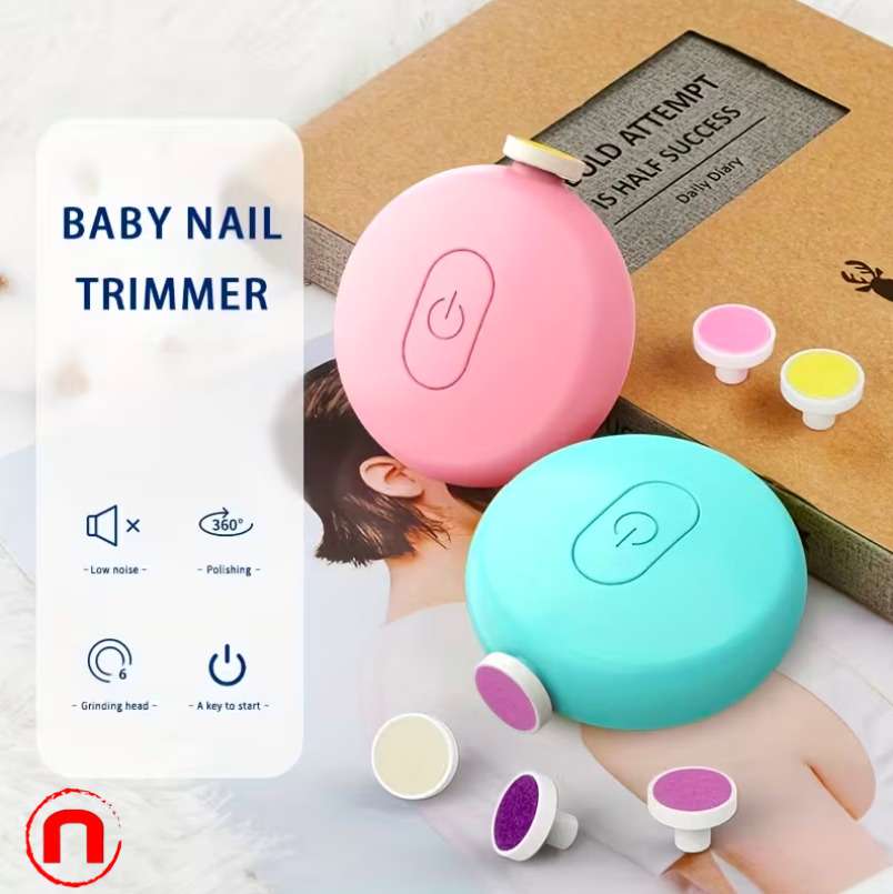 Electric Baby Nail Trimmer, Safe Newborn Nail Clipper Set with 6 Replaceable Heads