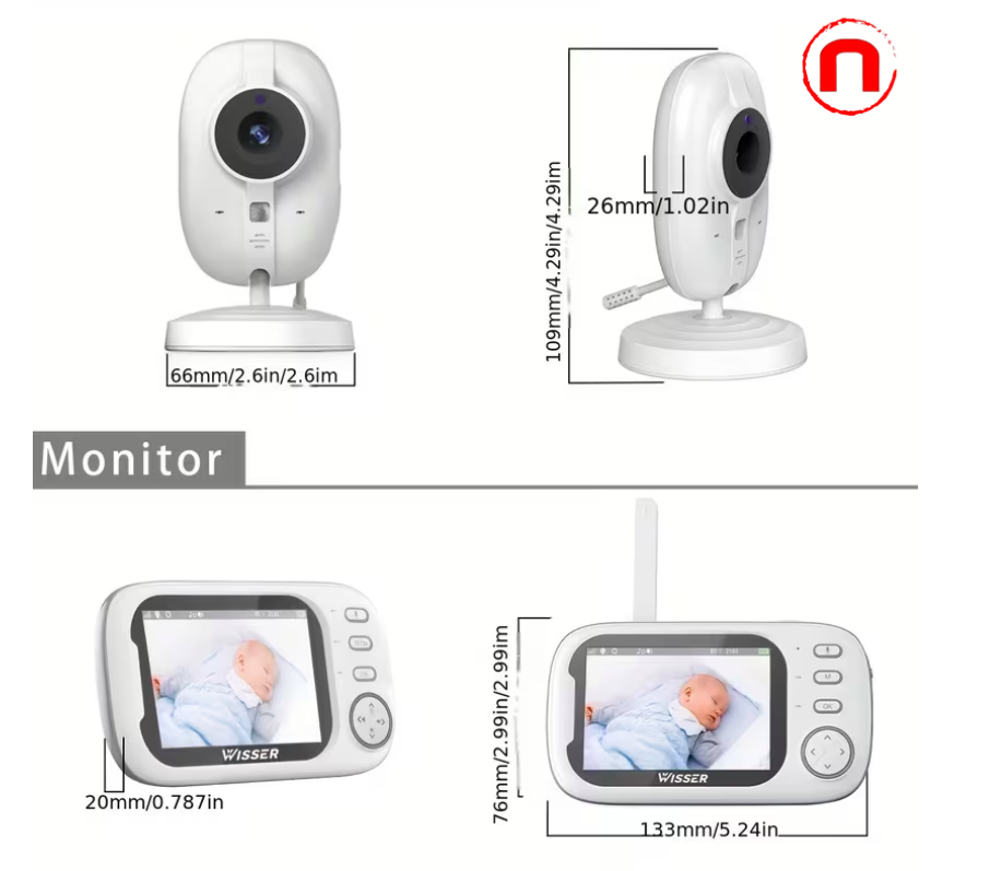 Baby Monitor Camera, Monitor with Camera and Night Vision, No Wifi, 5" Screen