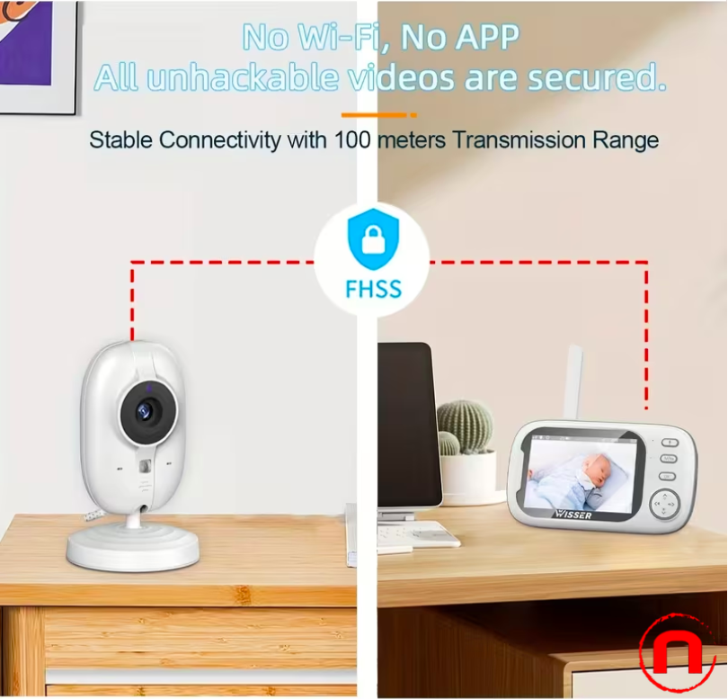 Baby Monitor Camera, Monitor with Camera and Night Vision, No Wifi, 5" Screen