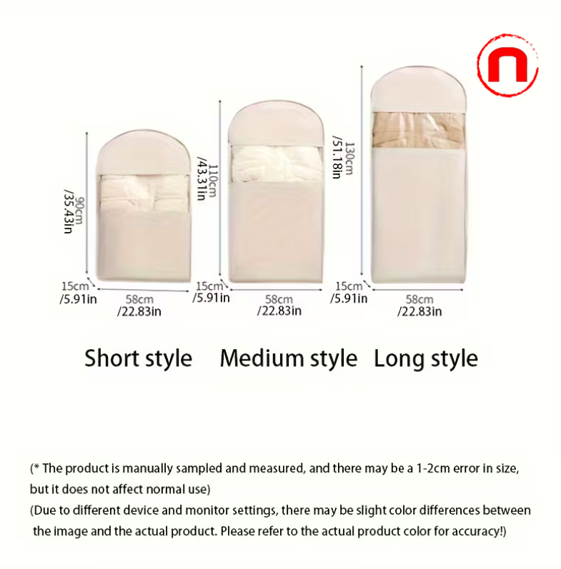 Beige Hanging Compression Bag in 3 Sizes (35.43/43.31/51.18 inches)