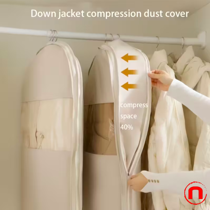 Beige Hanging Compression Bag in 3 Sizes (35.43/43.31/51.18 inches)