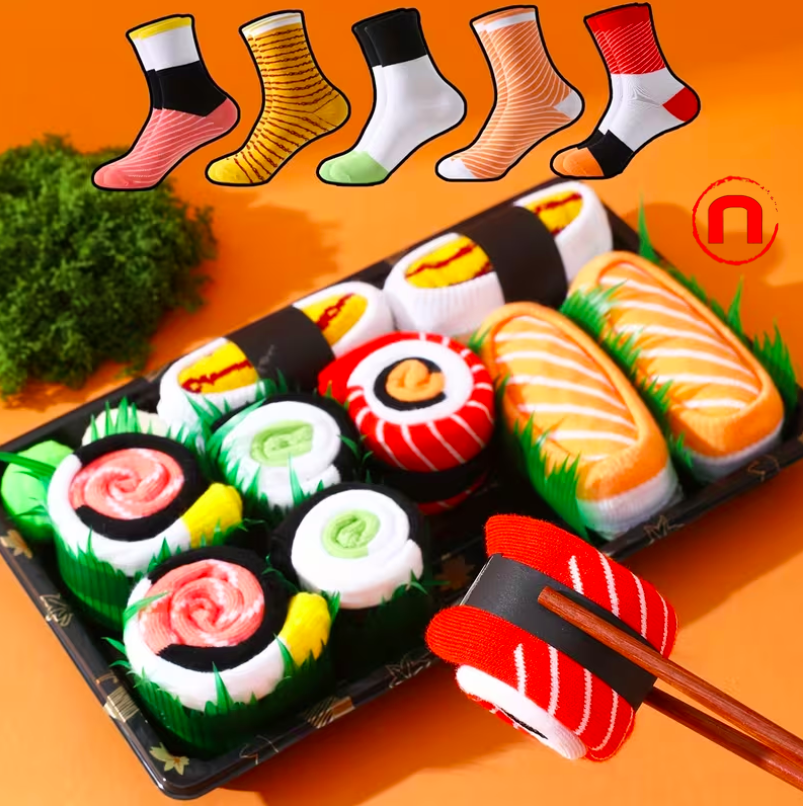 Gift Box of 1/2/5 Pairs of Fun and Cute Sushi Socks