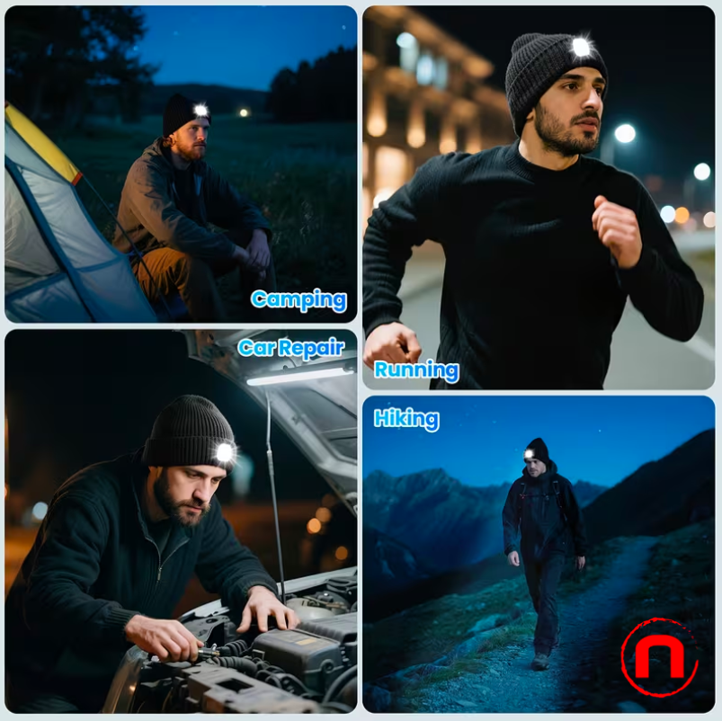 Knitted Hat with LED Lights, Knitted Hat, Musical Hat with Headphones