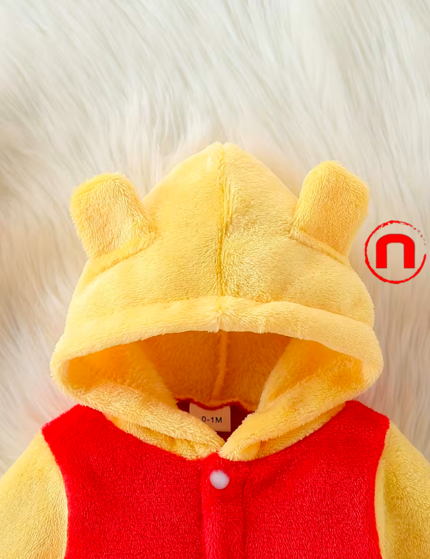 Warm Winter Jumpsuit with Plush Hood for Baby Boys and Girls