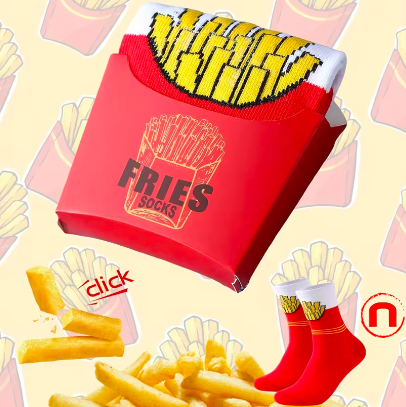 1 Pair of Funny French Fries Socks