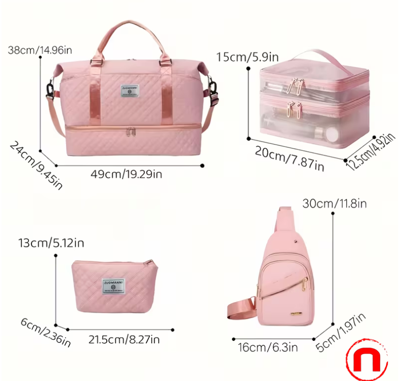 4-piece HengAi X Travel Bag Set with Shoe Compartment