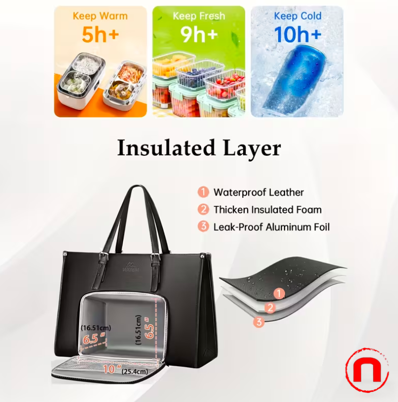 Women's laptop bag, tote bag for 15.6-inch computer