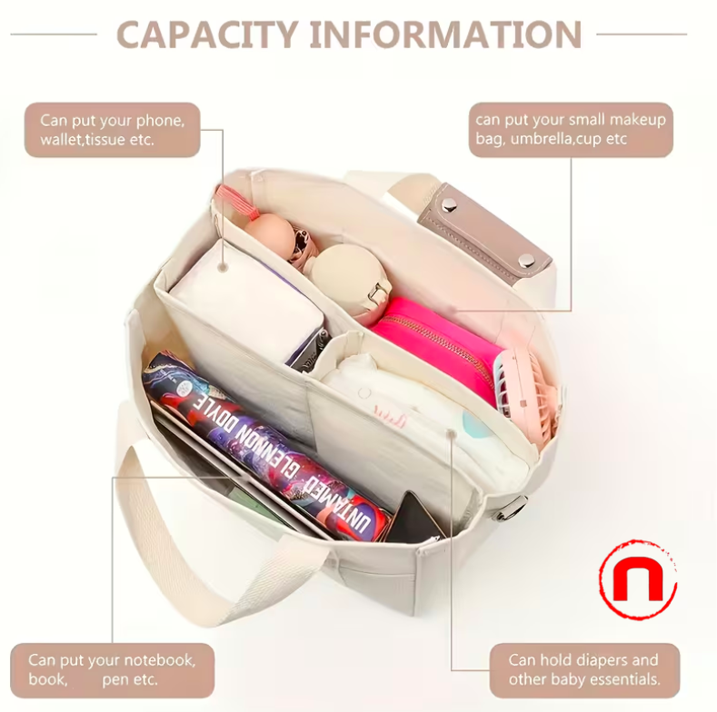 Shoulder bag with multiple pockets and large capacity