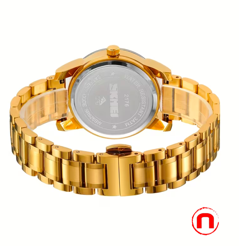 Elegant women's quartz watch with round dial