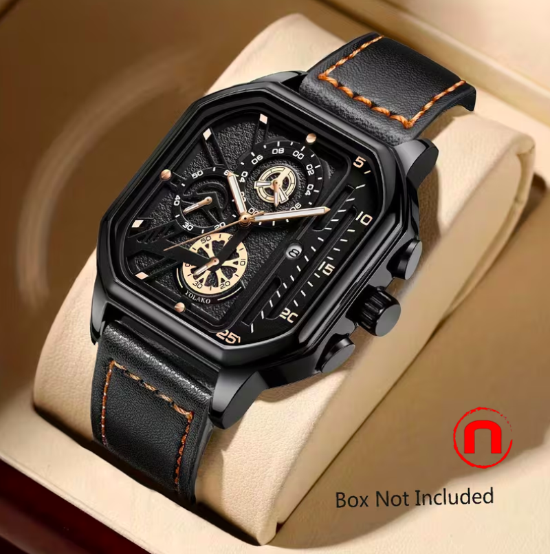 1 piece of vintage synthetic leather sports wristwatch.