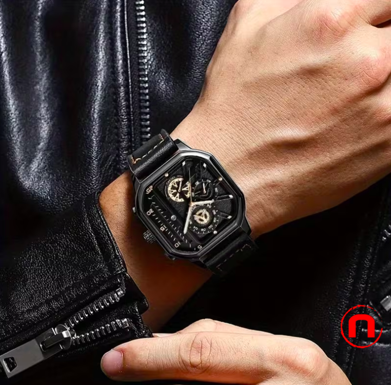 1 piece of vintage synthetic leather sports wristwatch.