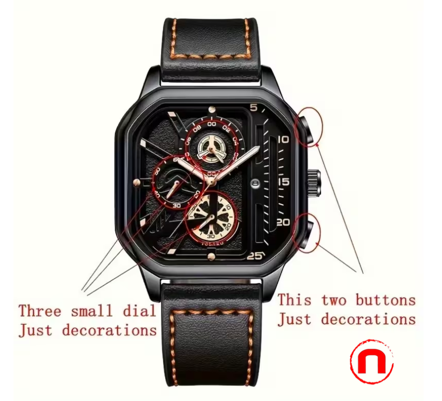 1 piece of vintage synthetic leather sports wristwatch.