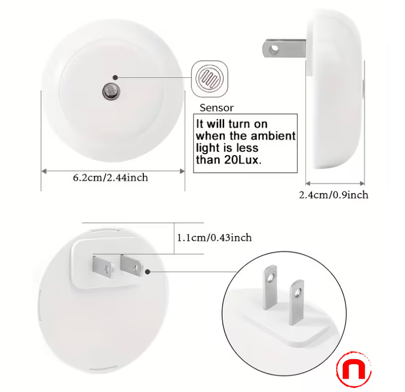 2 smart night lights with light sensor