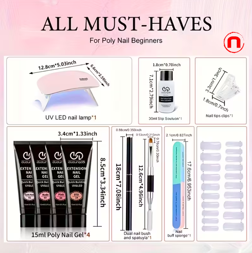 12-piece poly gel manicure kit