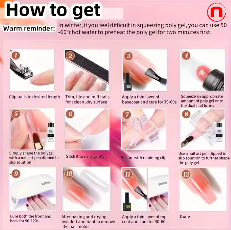 12-piece poly gel manicure kit