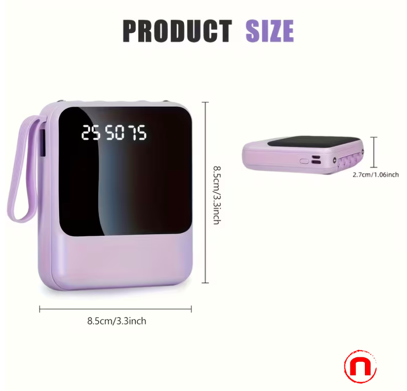 Portable Rechargeable Mobile Phone Charger, 4 Built-in Cables