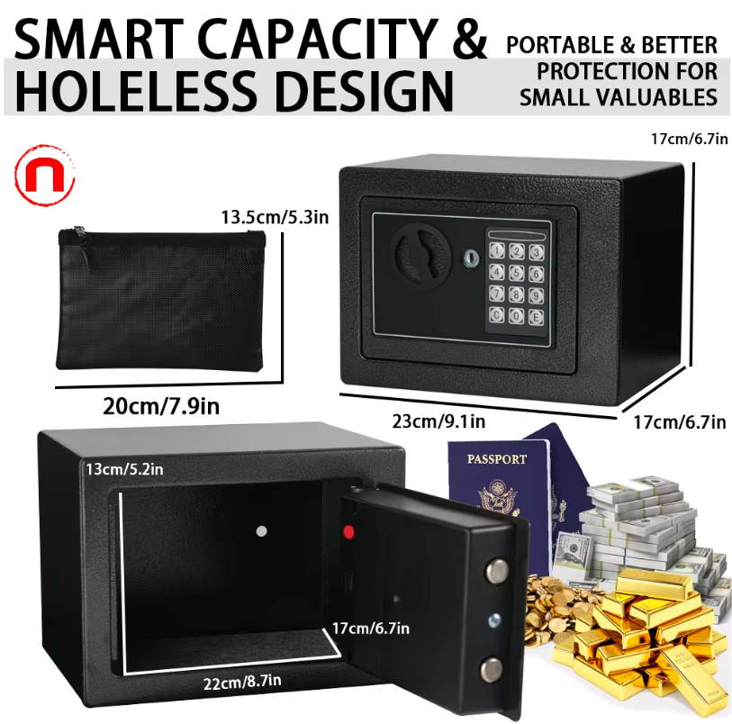 Fireproof Safe with Fireproof Money Bag and Sensor Light