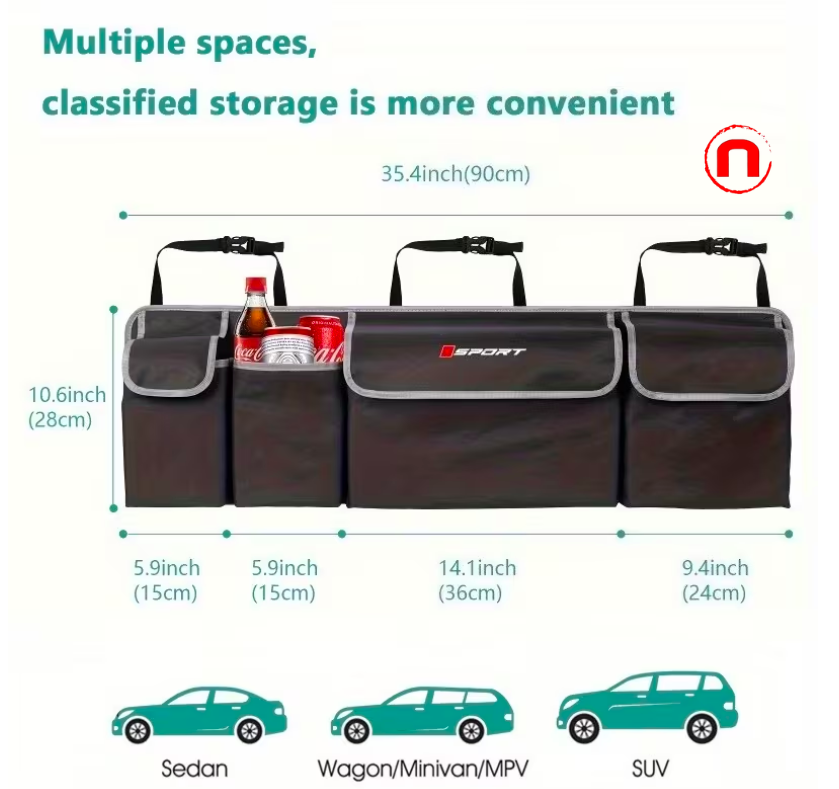 Oxford Foldable Rear Seat Storage Bag