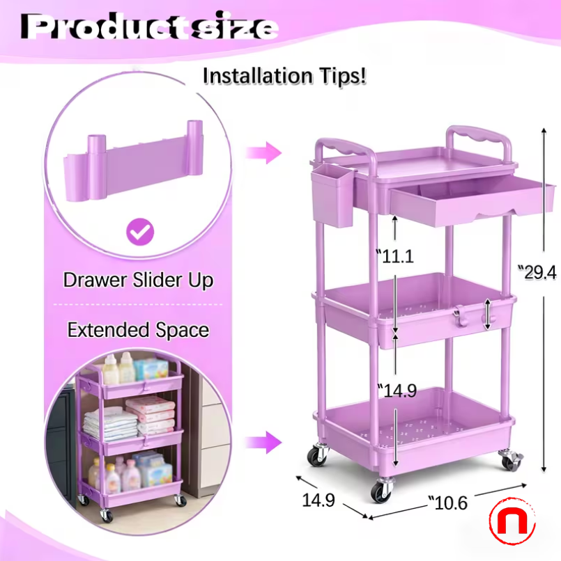 3/4 Tier Mobile Storage Cart