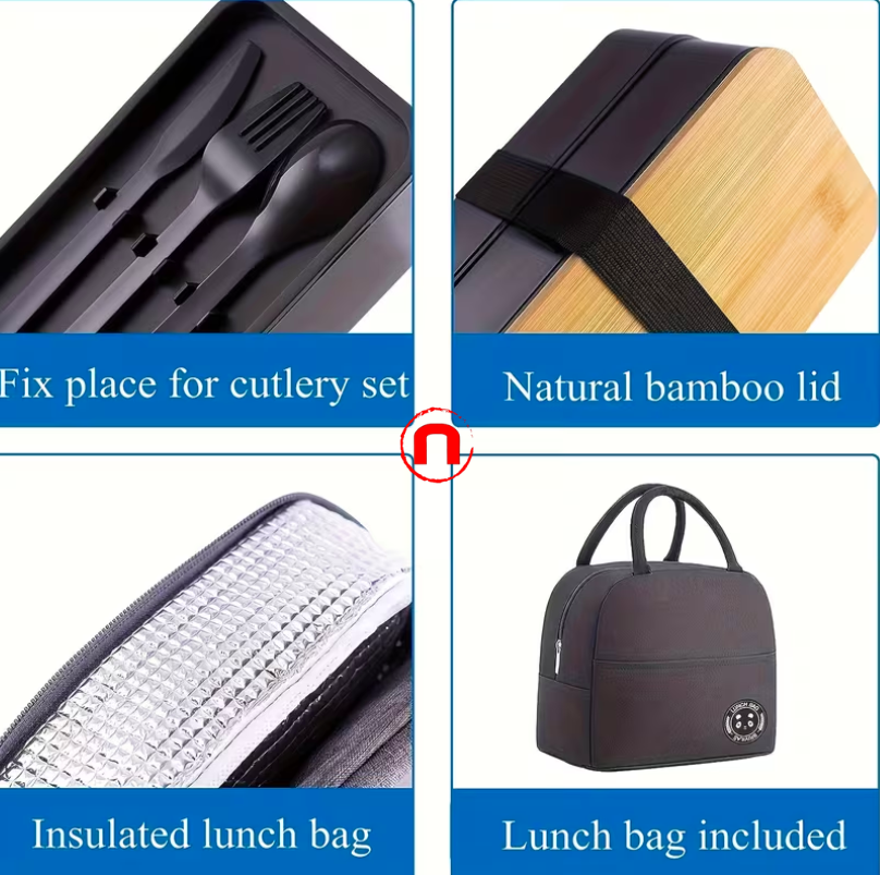 Double Layer Japanese Style Lunch Box with Thermal Bag