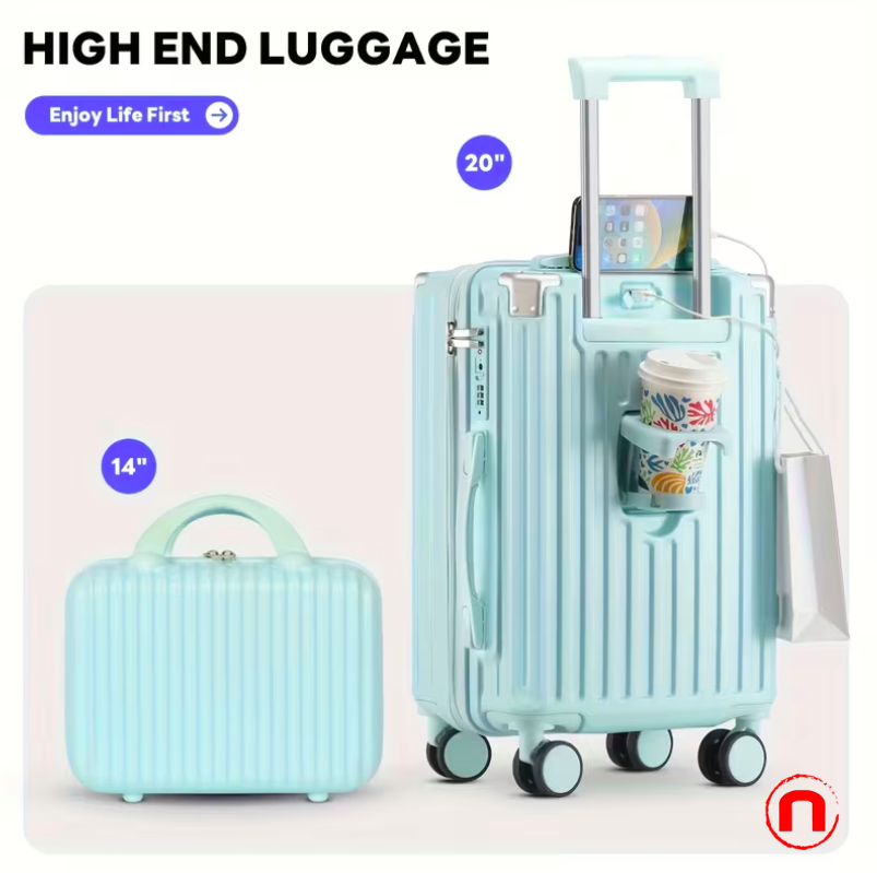 14+20 Inch Two-Piece Hardside Suitcase