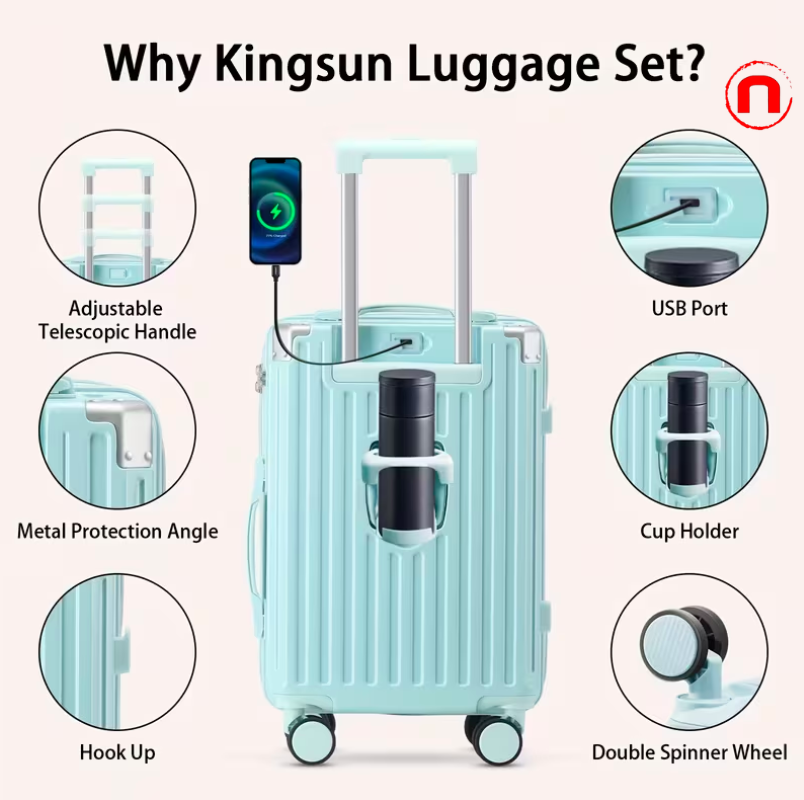 14+20 Inch Two-Piece Hardside Suitcase