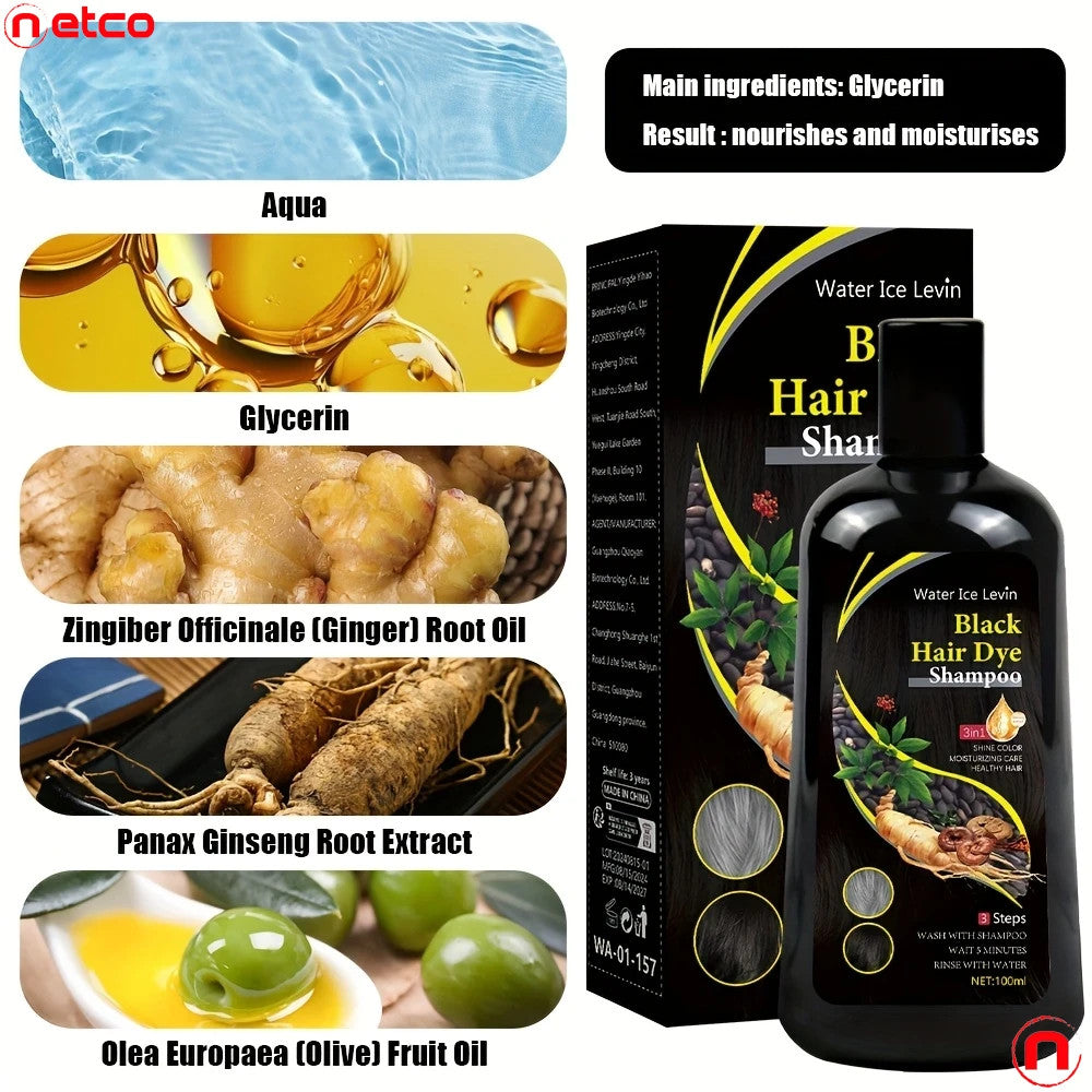 Water Ice Levin Black Hair Dye Shampoo